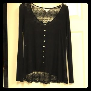 Black sheer long sleeve shirt